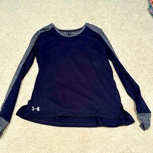 A dark blue long sleeve under armour shirt!